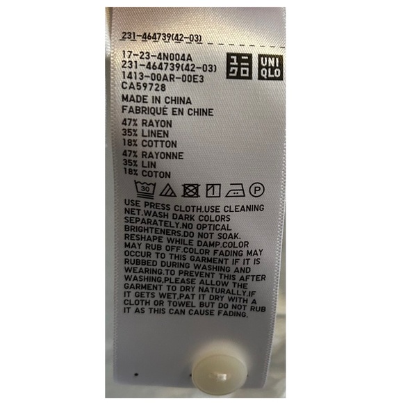 UNIGLO Linen Blend Open Collar Short Sleeve Shirt in Off White Lightweight Airy - Picture 9 of 15